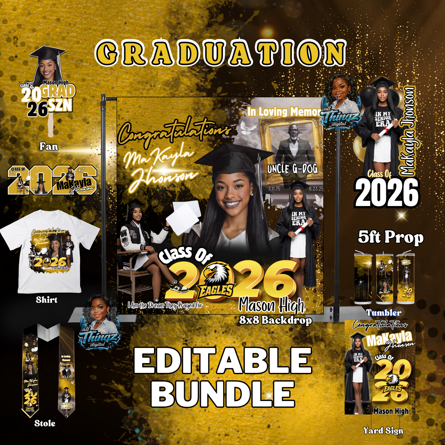 Black and Gold Luxury Graduation Bundle
