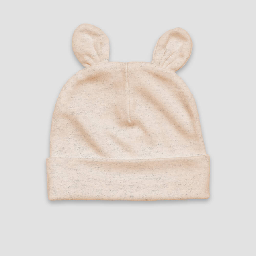 Baby Bear Ears Beanie Hat – Polyester Cotton Blend Oatmeal - LG3033O - The Laughing Giraffe®