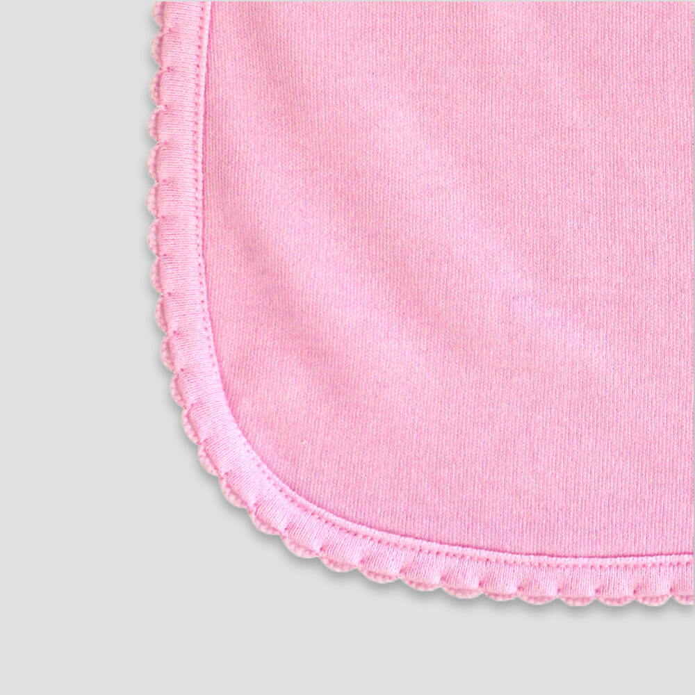Baby Bibs With Scallop Trim – 2 Ply – Polyester Cotton Blend Pink - LG3469P - The Laughing Giraffe®