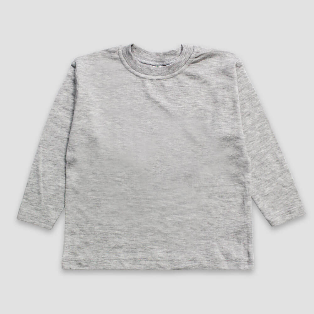 Toddler & Kids Long Sleeve T-Shirt – Polyester Cotton Blend Heather Gray - LG3586H - The Laughing Giraffe®