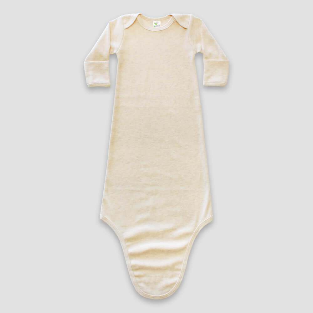 Baby Knotted Sleep Gowns With Mittens – Polycotton Blend - Oatmeal - LG3802O - The Laughing Giraffe®