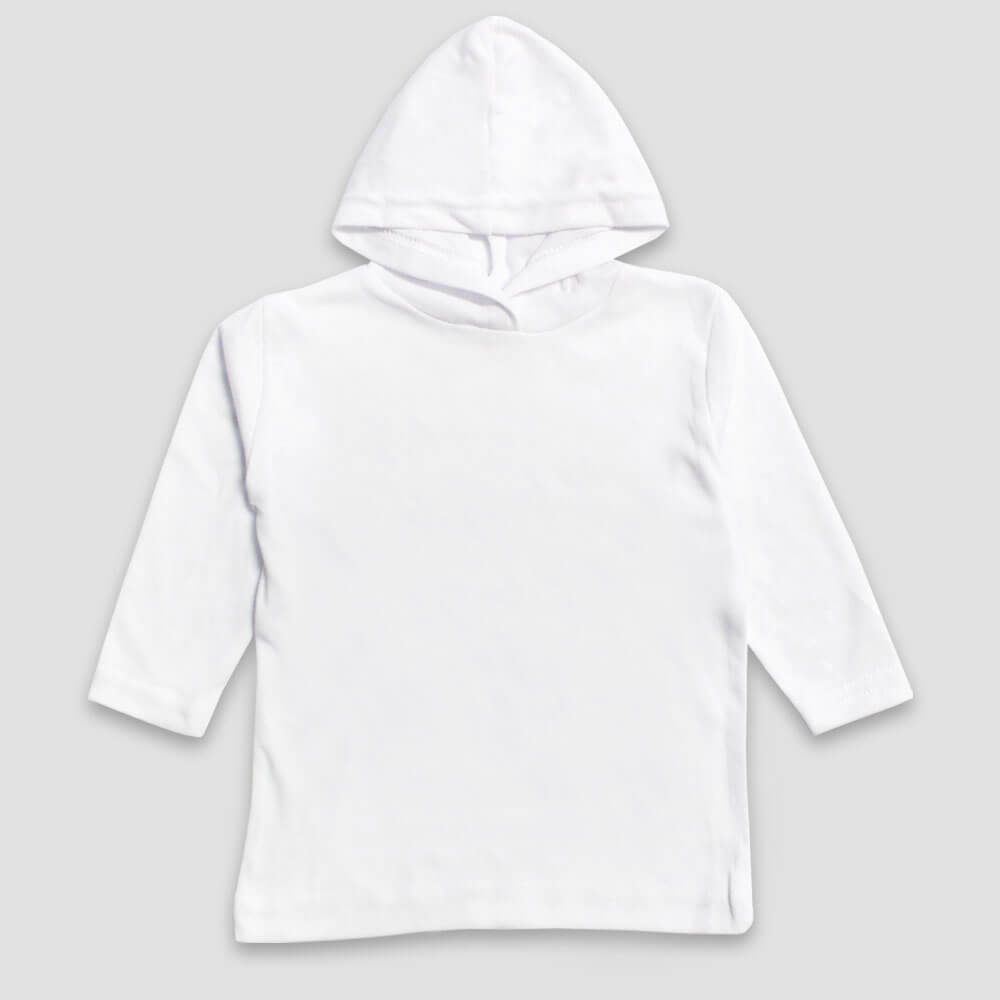 Toddler & Kids Hoodie Long Sleeve T-Shirt – White – 100% Polyester - LG4583W - The Laughing Giraffe®