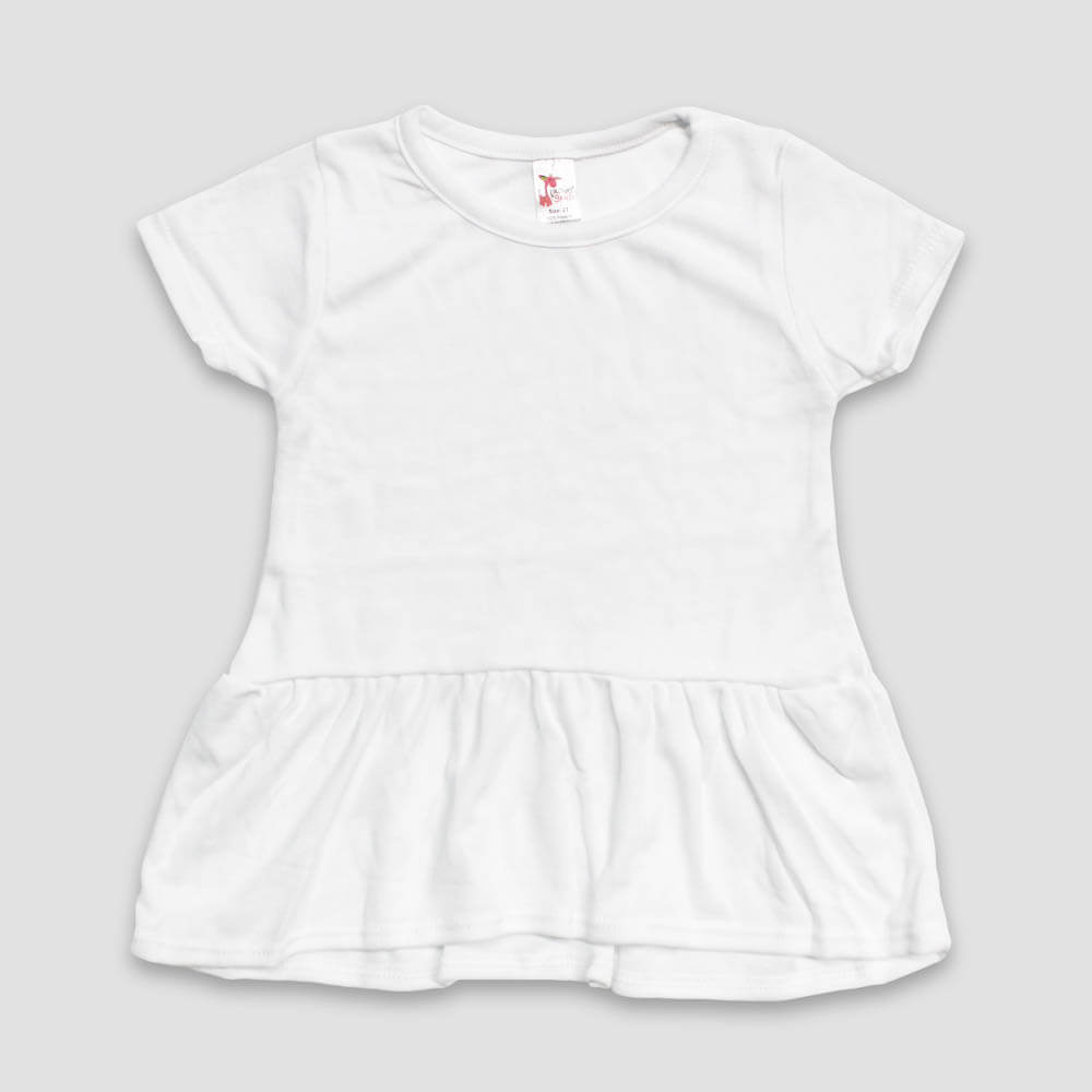 Toddler & Kids Short Sleeve Peplum Top – White – 100% Polyester - LG4585W - The Laughing Giraffe®