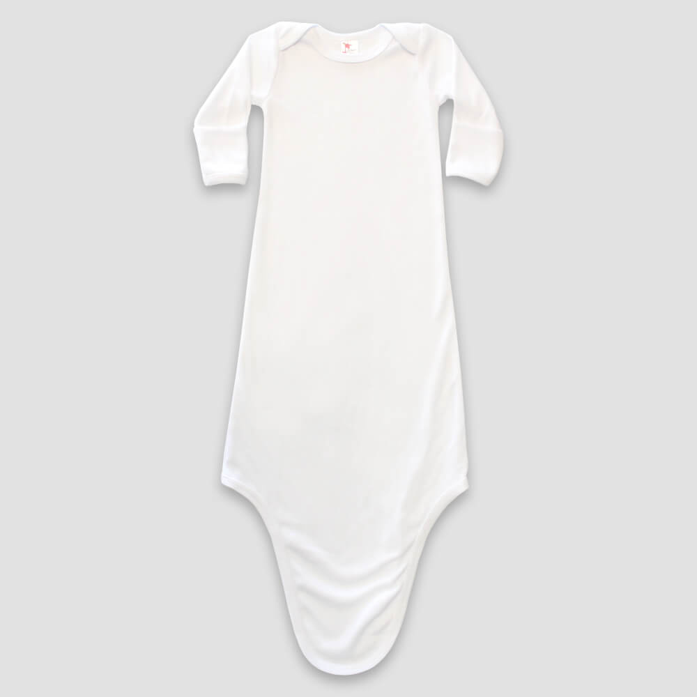 Baby Knotted Sleep Gowns With Mittens – 100% Polyester - White - LG4802W - The Laughing Giraffe®