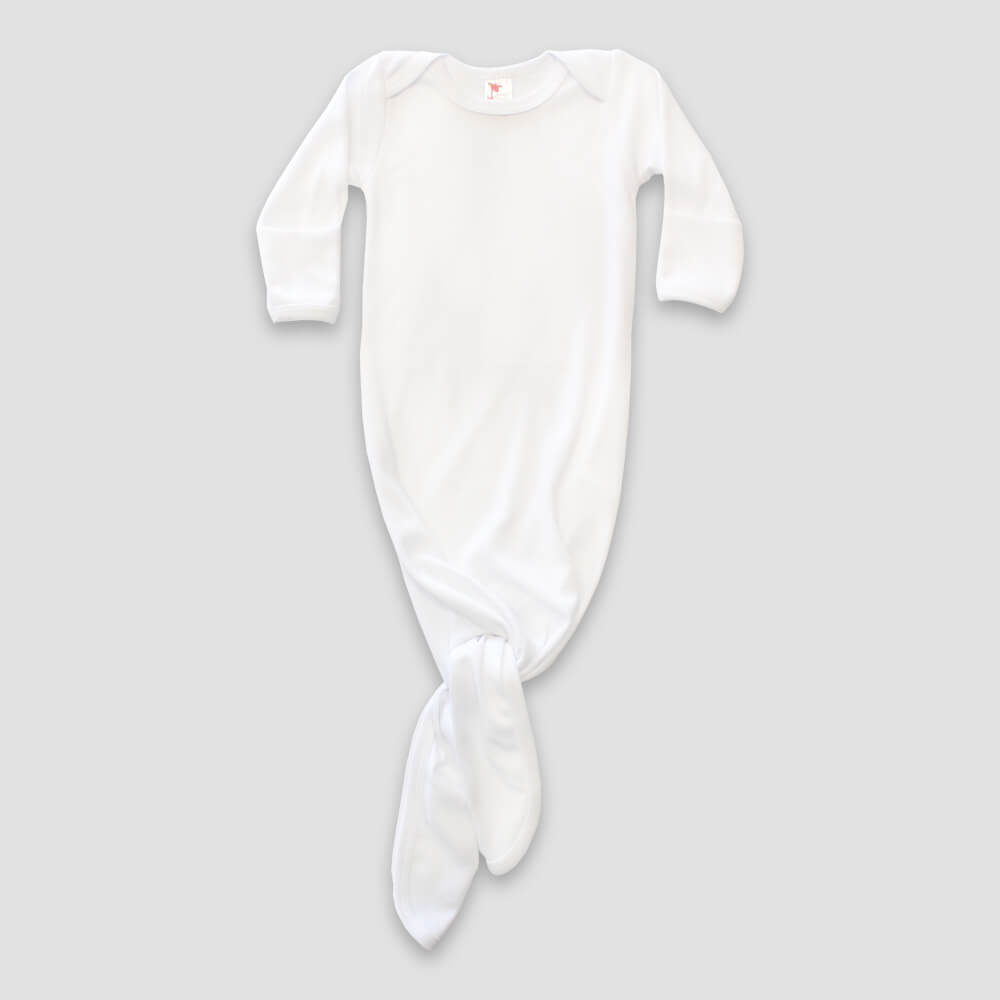 Baby Knotted Sleep Gowns With Mittens – 100% Polyester - White - LG4802W - The Laughing Giraffe®