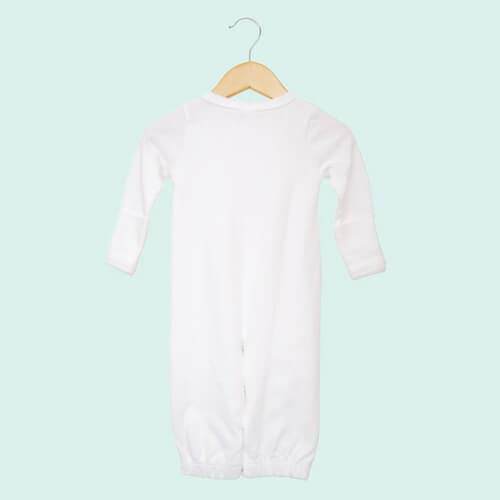 Baby Convertible Gown PJ Mittens White - PolyCotton Blend - LG3824W - The Laughing Giraffe®