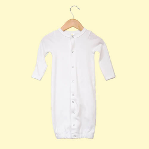 Baby Convertible Gowns with Mittens White – 100% Cotton - LG2824 - The Laughing Giraffe®