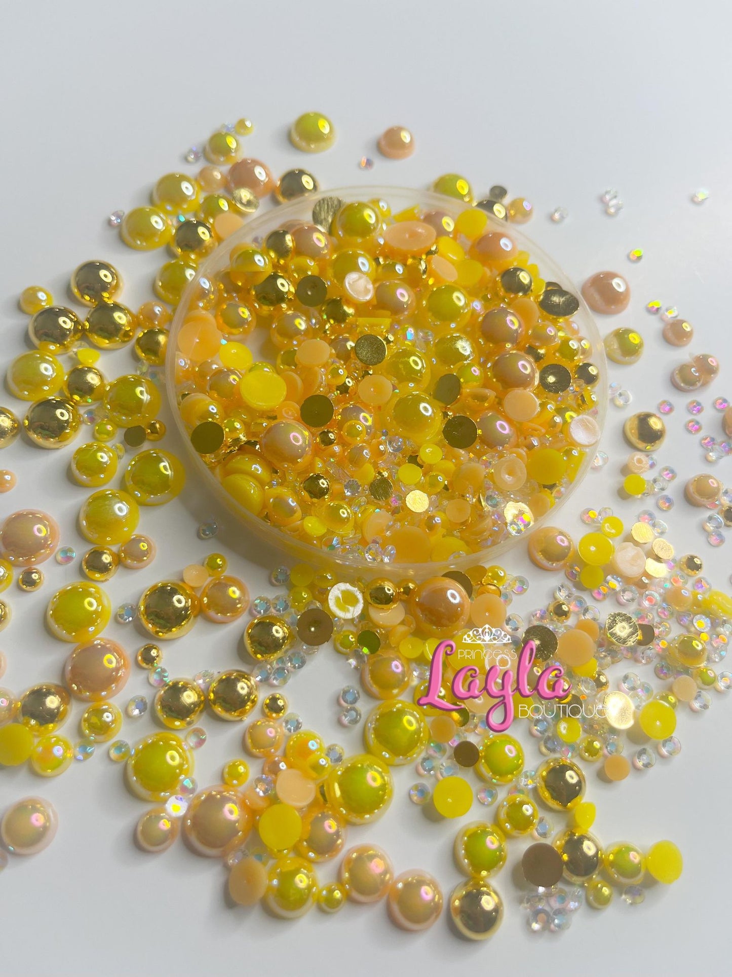 Yellow Gold Rush Pearl and-Rhinestone Mix