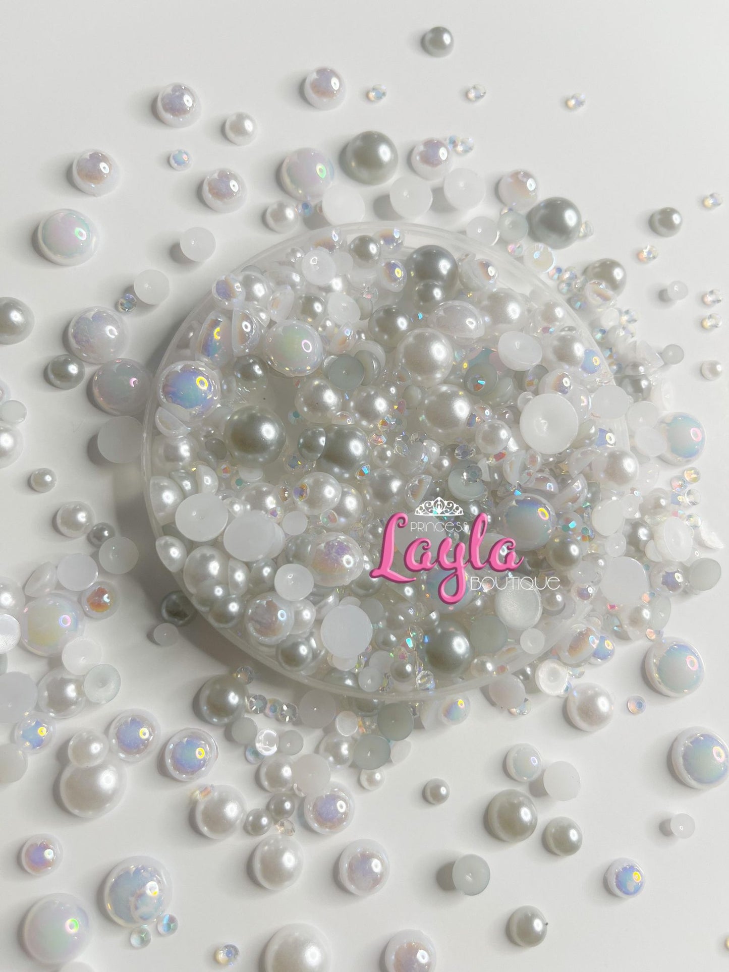 White Pearl and Rhinestone Mix -2