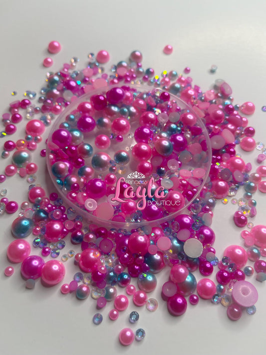 Candy Coated Rhinestone and Pearl Mix