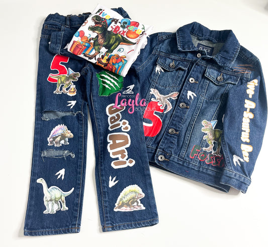 Custom Dino Denim Set