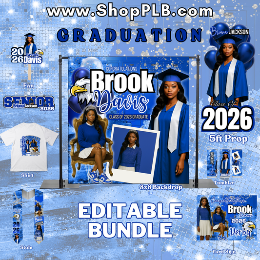 Royal Blue Graduation Editable Bundle