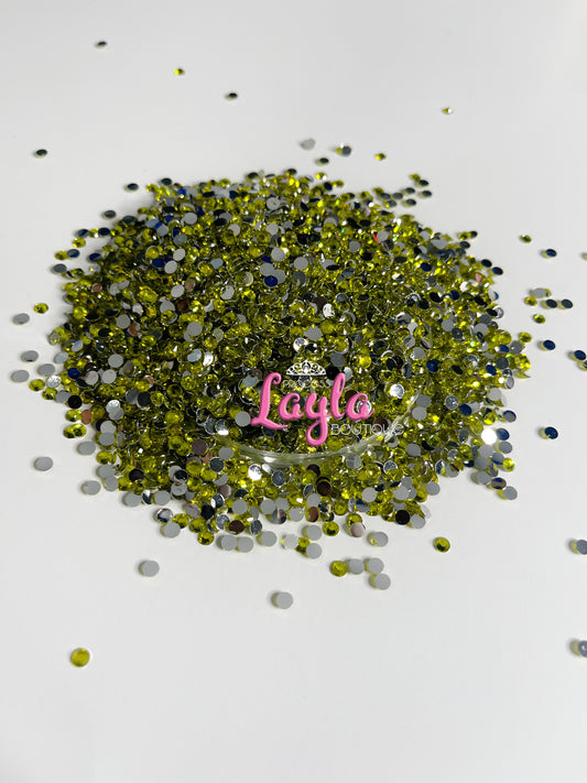 Olivine  Resin Rhinestones 4mm