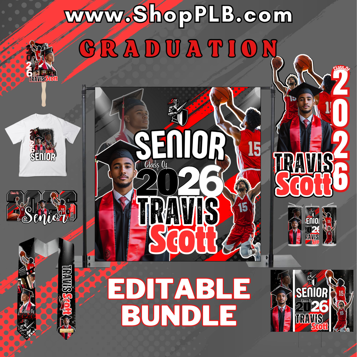 Black and Red Senior Basketball Bundle