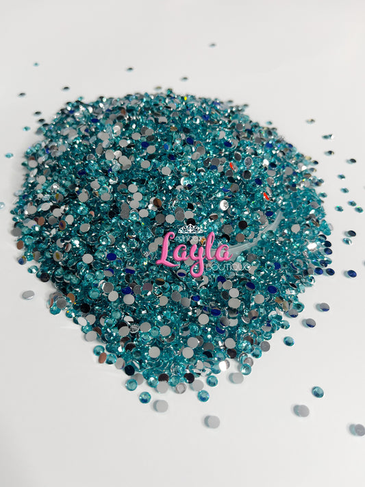 Aquamarine Resin Rhinestones 4mm