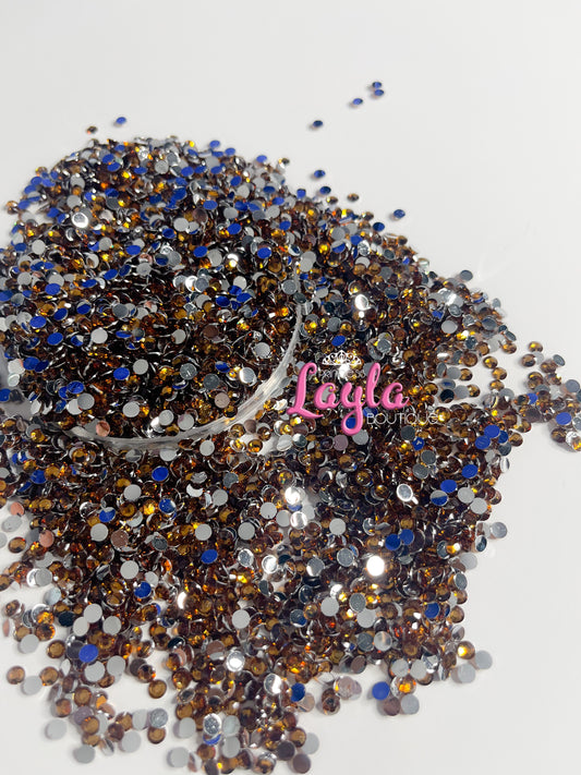 Yellow Coffee Resin Rhinestones 4mm