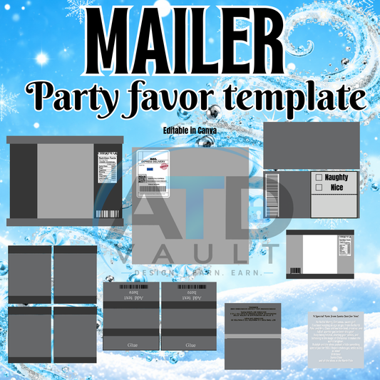 Christmas Mailer Party Favor Canva Template Bundle