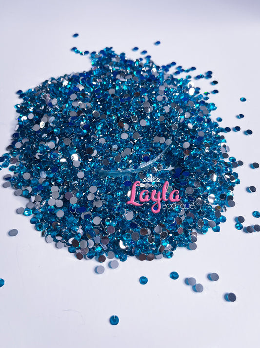 Blue Zircon Resin Rhinestones 4mm