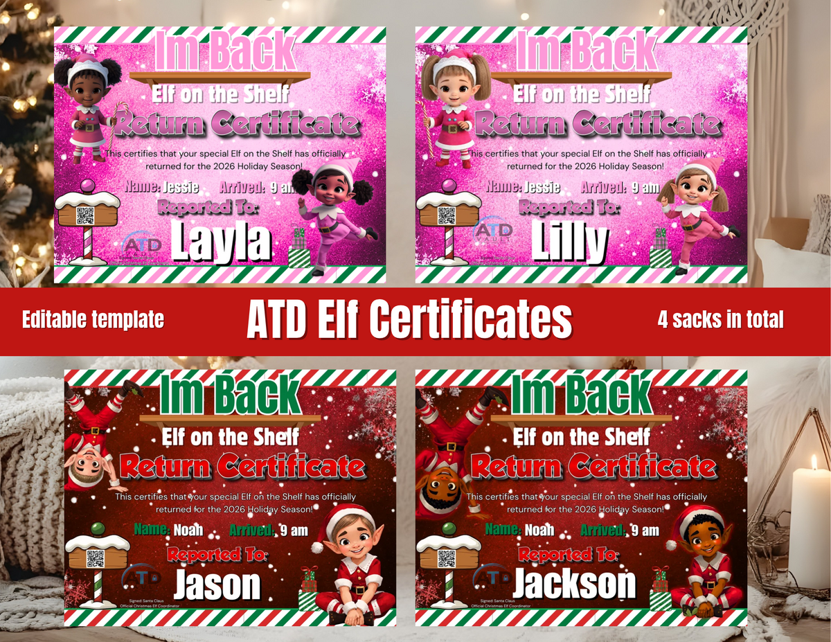 ATD Elf Certificate – Editable Canva Template
