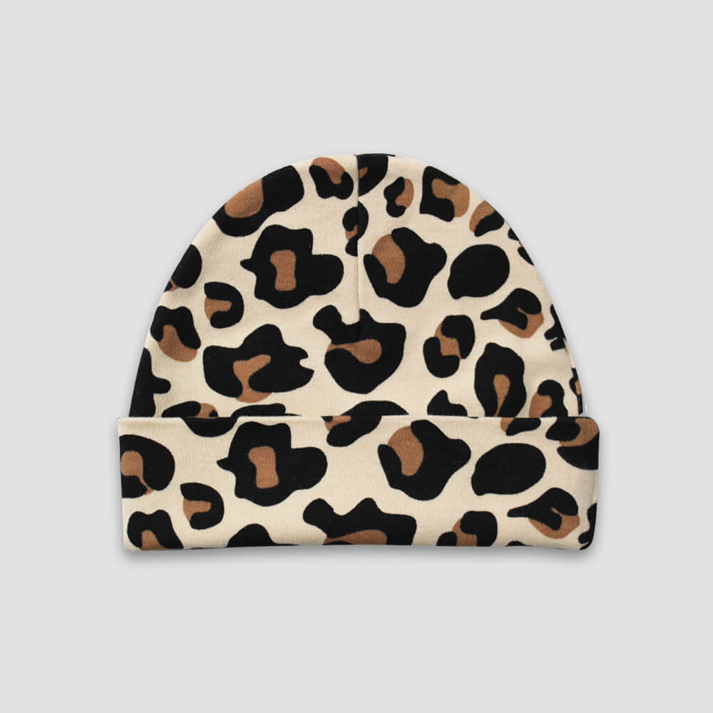 Baby Beanie Hat – 100% Cotton Tan Leopard - LG2031TL - The Laughing Giraffe®