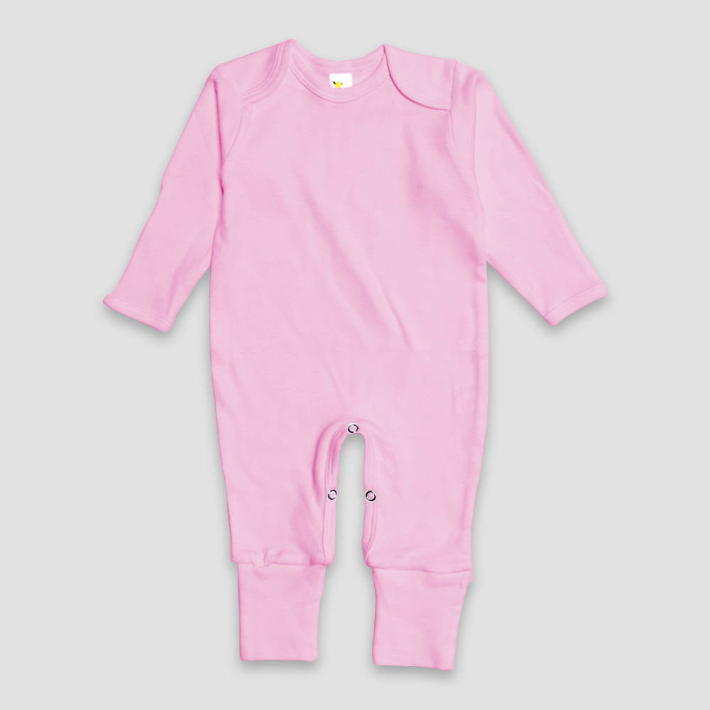 Baby Pajamas With Fold Over Mittens & Fold Over Footies – 100% Cotton Pink - LG2403P - The Laughing Giraffe®