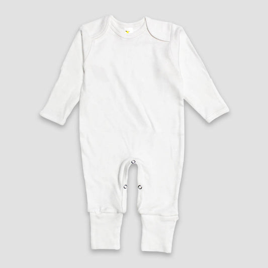 Baby Pajamas With Fold Over Mittens & Fold Over Footies – 100% Cotton White - LG2403W - The Laughing Giraffe®