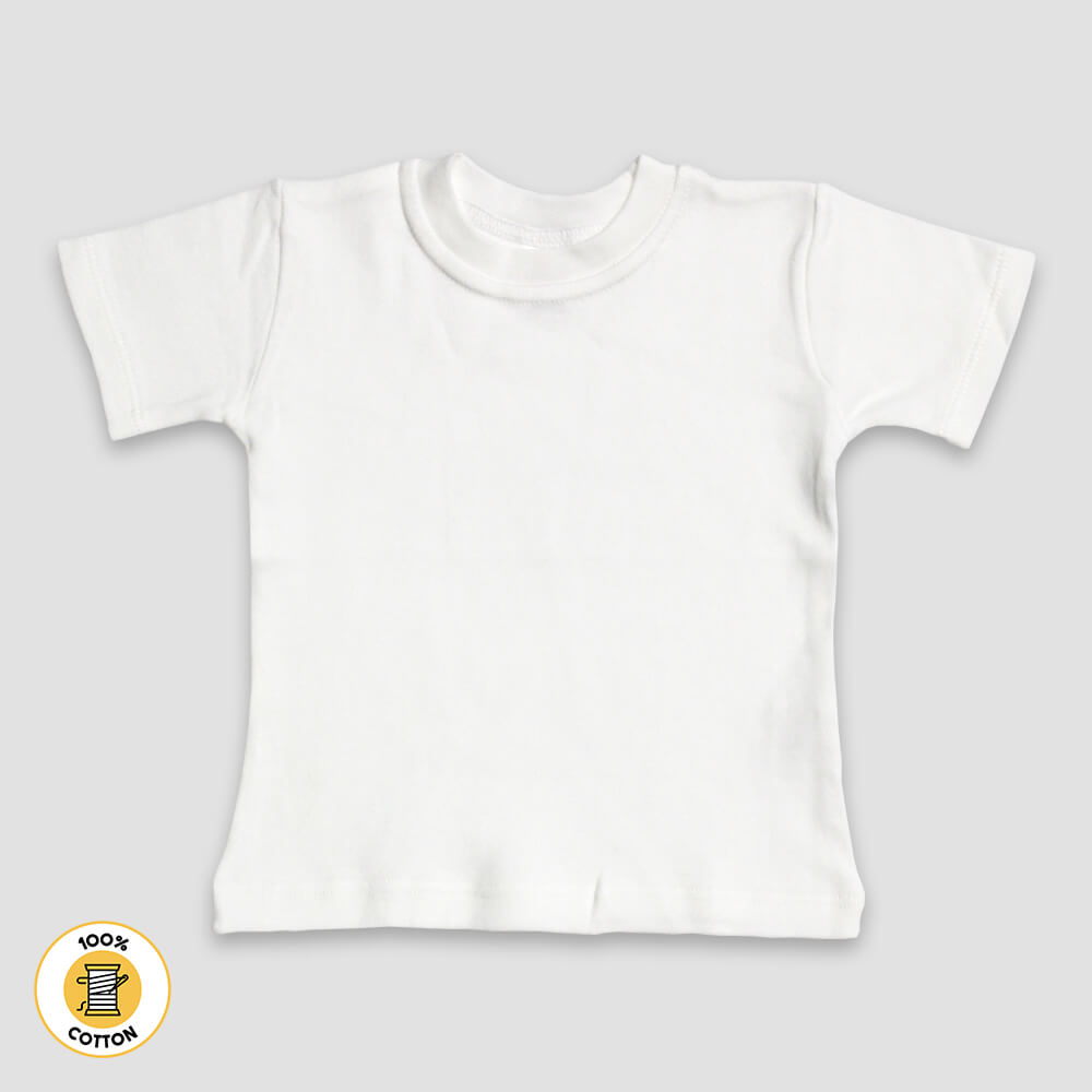 Baby Crew Neck T-Shirt White – 100% Cotton - LG2506W - The Laughing Giraffe®