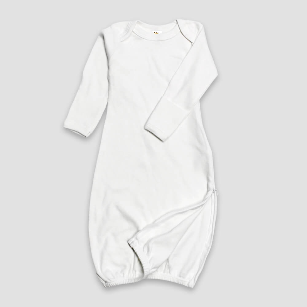 Baby Sleep Gowns with Side Zipper – White – 100% Cotton - LG2853W - The Laughing Giraffe®