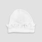 Baby Beanie With Ruffles – Polyester Cotton Blend White - LG3037W - The Laughing Giraffe®