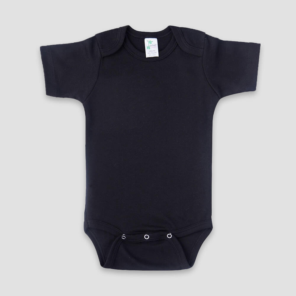 Baby One-Piece Bodysuit Short Sleeve – Polyester Cotton Blend Black - LG3201D - The Laughing Giraffe®