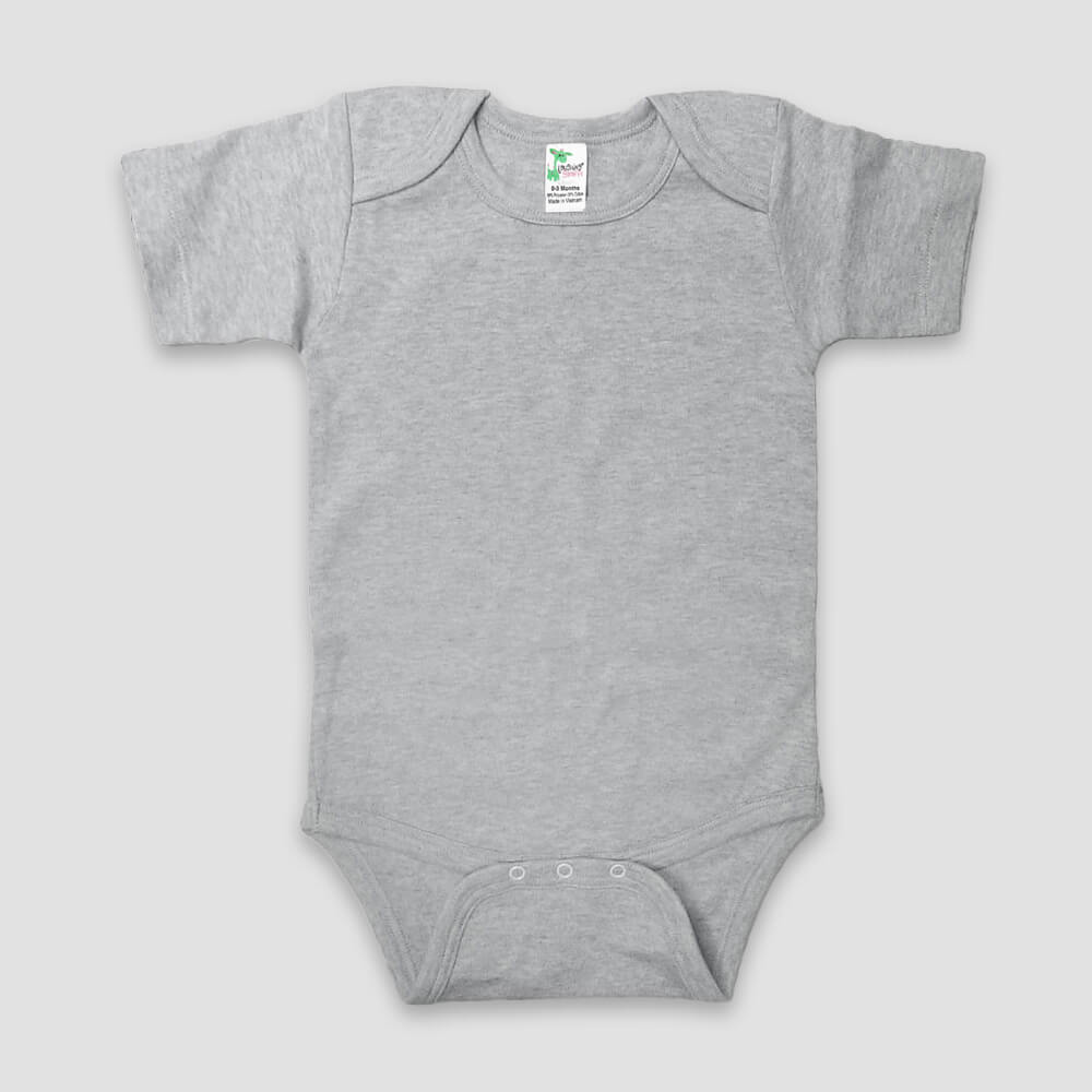 Baby One-Piece Bodysuit Short Sleeve – Polyester Cotton Blend Heather Gray - LG3201H - The Laughing Giraffe®