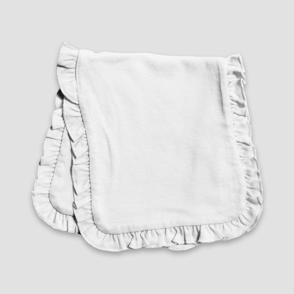 Baby Ruffle Burp Cloths – 2-Ply – Polyester Cotton Blend White - LG3437W - The Laughing Giraffe®