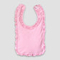 Baby Ruffle Bibs – 2 Ply – Polyester Cotton Blend Pink open - LG3467P - The Laughing Giraffe®