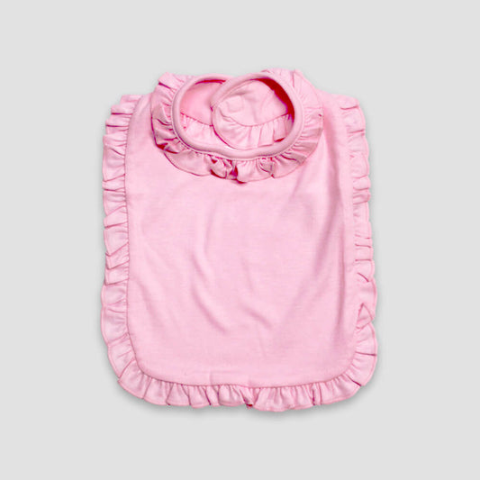 Baby Ruffle Bibs – 2 Ply – Polyester Cotton Blend Pink - LG3467P - The Laughing Giraffe®