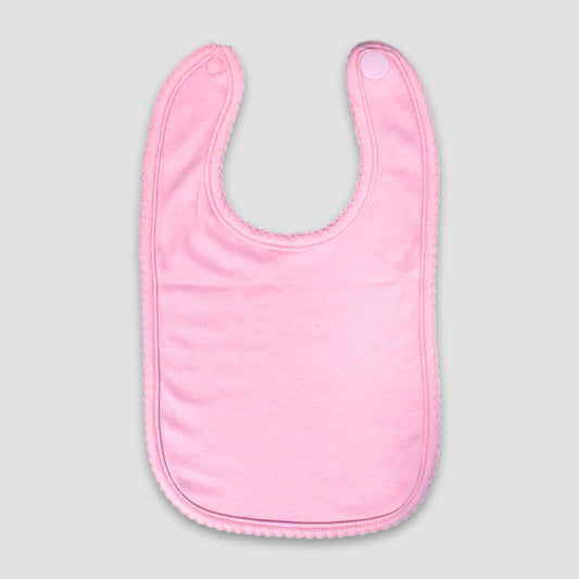 Baby Bibs With Scallop Trim – 2 Ply – Polyester Cotton Blend Pink - LG3469P - The Laughing Giraffe®