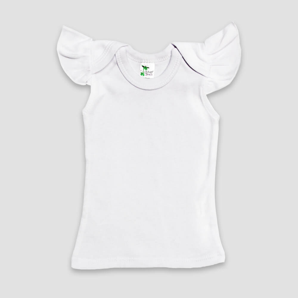 Baby Girls Flutter Angel Sleeve Top White - LG3507W - The Laughing Giraffe®