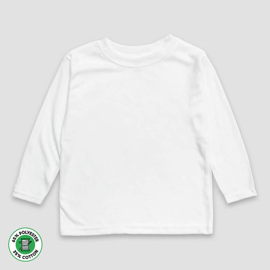 Toddler & Kids Long Sleeve T-Shirt – Polyester Cotton Blend White - LG3586W - The Laughing Giraffe®