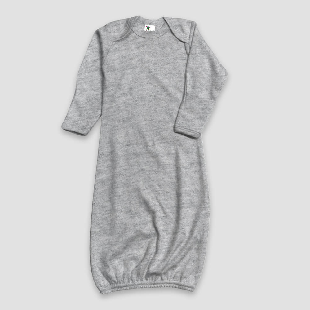 Baby Sleep Gowns With Mittens – Polyester Cotton Blend Heather Gray - LG3850H - The Laughing Giraffe®