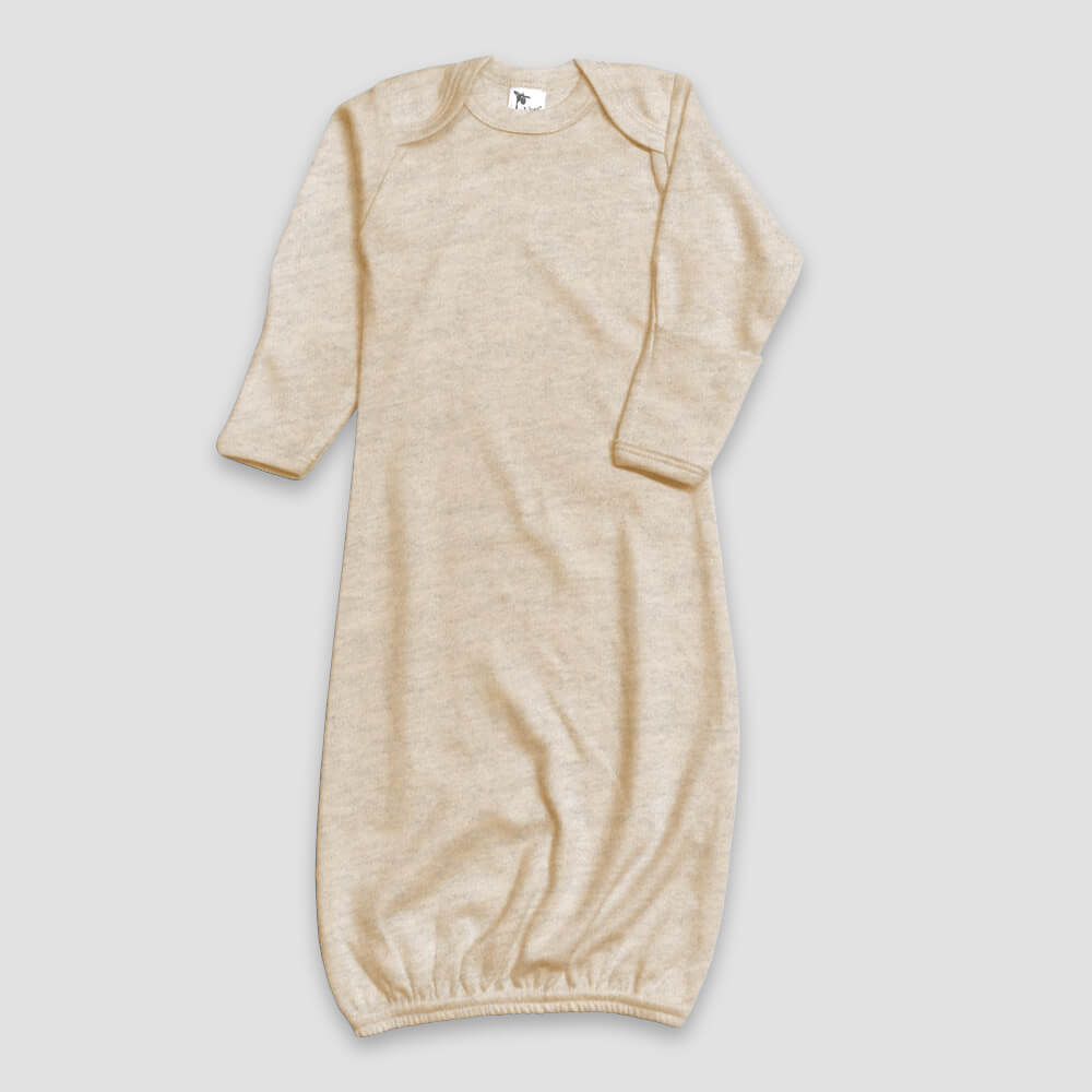 Baby Sleep Gowns With Mittens – Polyester Cotton Blend Oatmeal - LG3850O - The Laughing Giraffe®