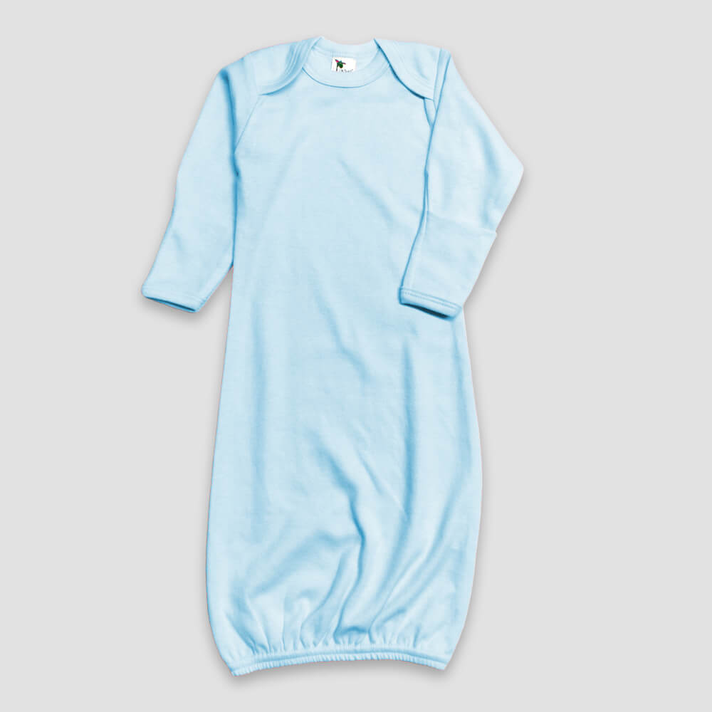 Baby Sleep Gowns With Mittens – Polyester Cotton Blend Blue - LG3850P - The Laughing Giraffe®