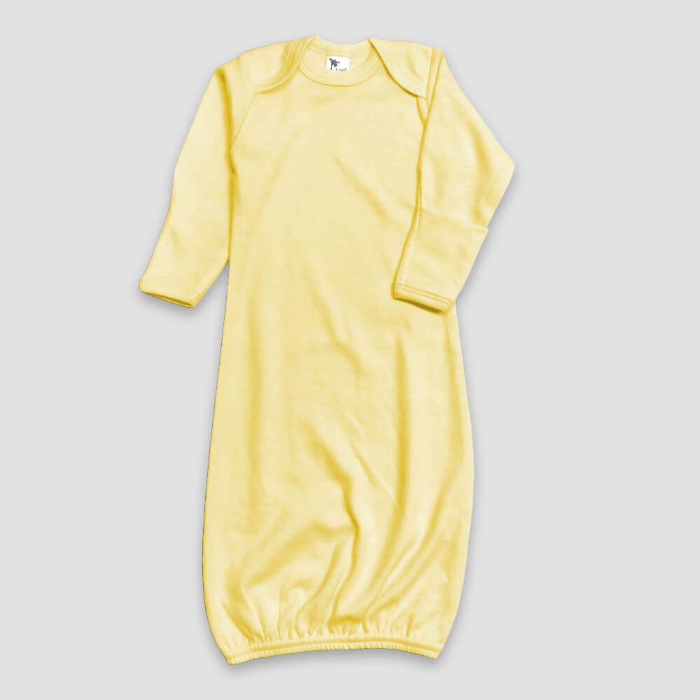 Baby Sleep Gowns With Mittens – Polyester Cotton Blend Yellow - LG3850P - The Laughing Giraffe®