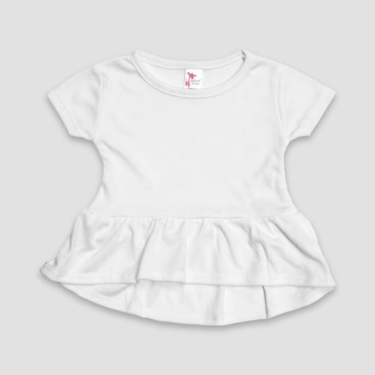 Baby Girls Short Sleeve Peplum Top – 100% Polyester White - LG4505W - The Laughing Giraffe®