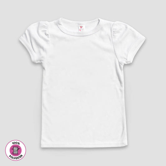 Toddler & Kids Puff Sleeve T-shirt – White – 100% Polyester - LG4557W - The Laughing Giraffe®