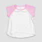 Toddler & Kids Short Sleeve Raglan High-Low – 100% Polyester White/Cotton Candy Pink - LG4584WC - The Laughing Giraffe®