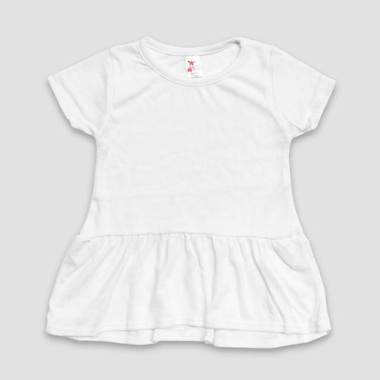 Toddler & Kids Short Sleeve Peplum Top – White – 100% Polyester - LG4585W - The Laughing Giraffe®