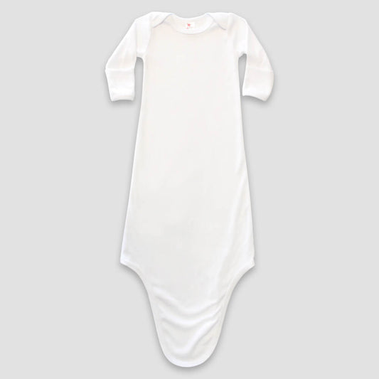 Baby Knotted Sleep Gowns With Mittens – 100% Polyester - White - LG4802W - The Laughing Giraffe®