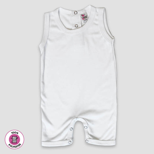 Baby Sleeveless Romper – 100% Polyester – White - LG4926W - The Laughing Giraffe®