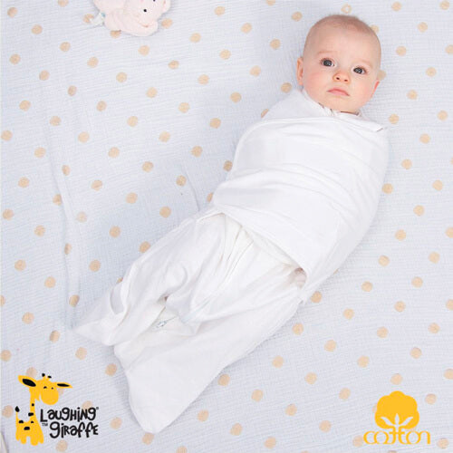 Baby Swaddle Sleep Sacks - White - 100% Cotton - LG2706W - The Laughing Giraffe®